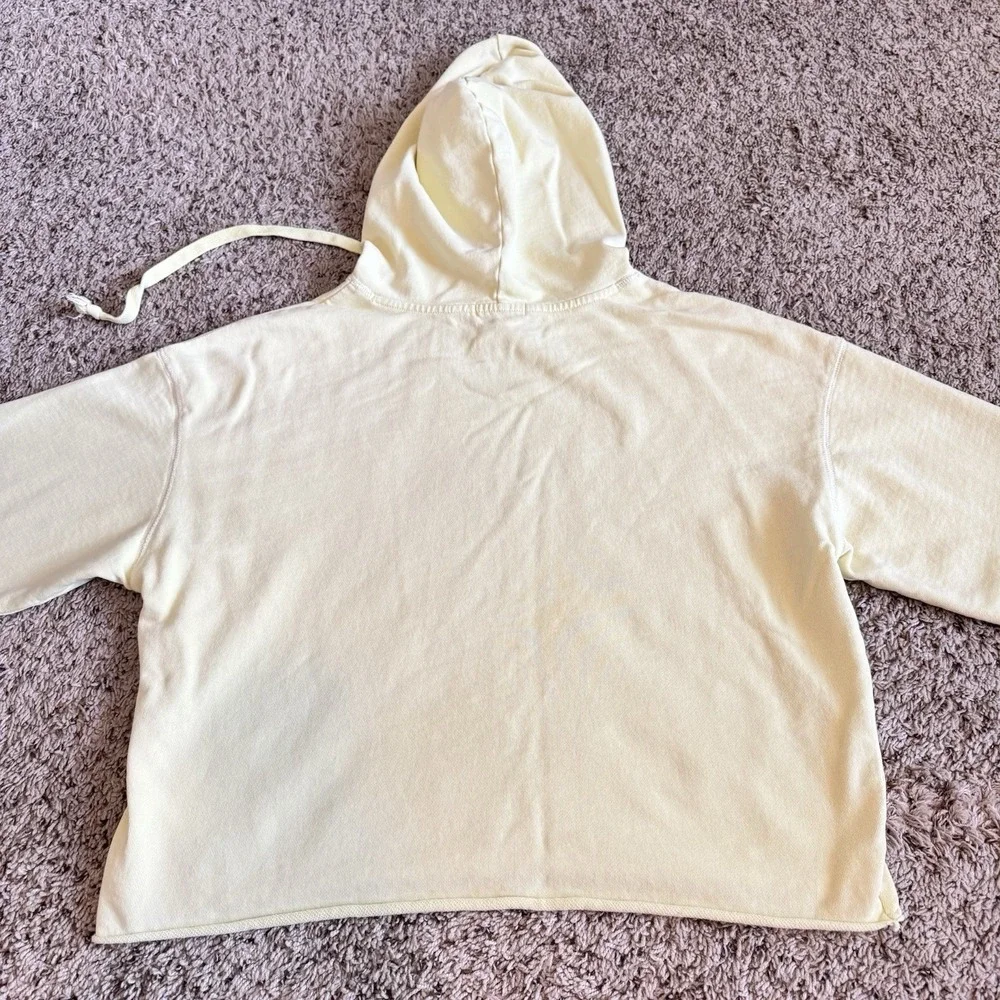 Peloton Cropped Hoodie Sweatshirt Size M Pastel Yellow Green‎ Athleisure - Picture 3 of 11